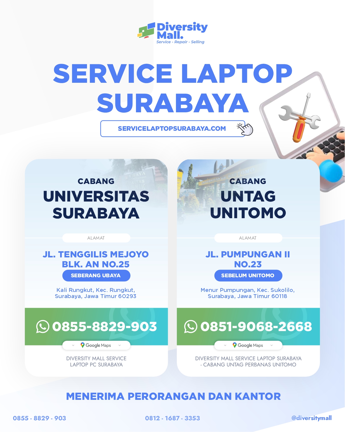 Service Laptop Surabaya – Lokasi Cabang Diversity Mall Service Ubaya & Untag Unitomo